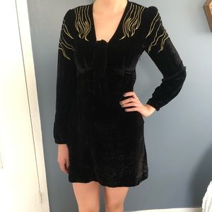 & Other Stories Velvet Long Sleeve Dress